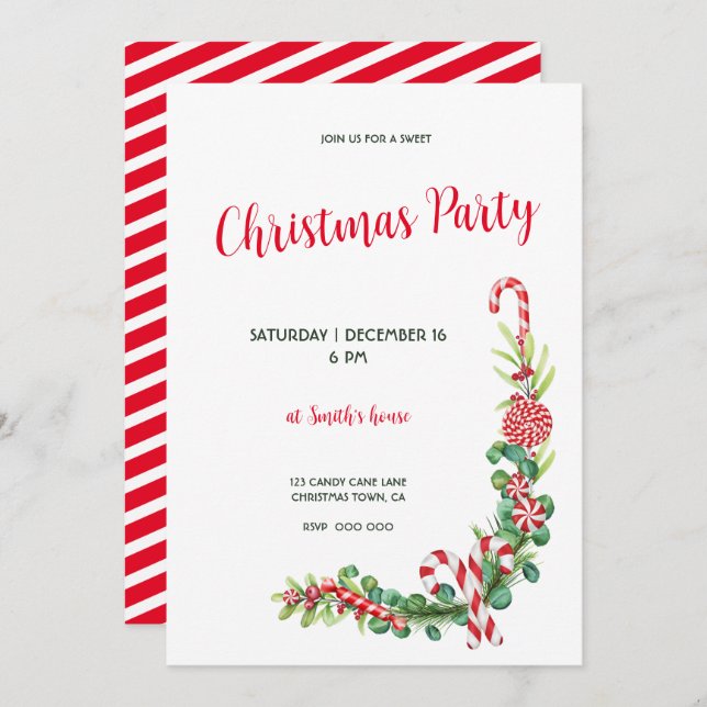 Peppermint Elegance Invitation (Front/Back)