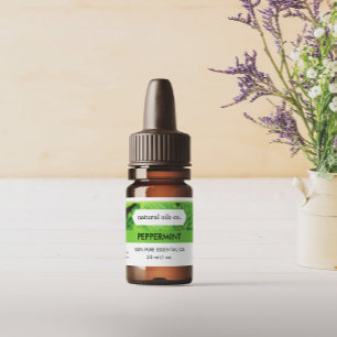 Peppermint Essential Oils Bottle Packaging Label