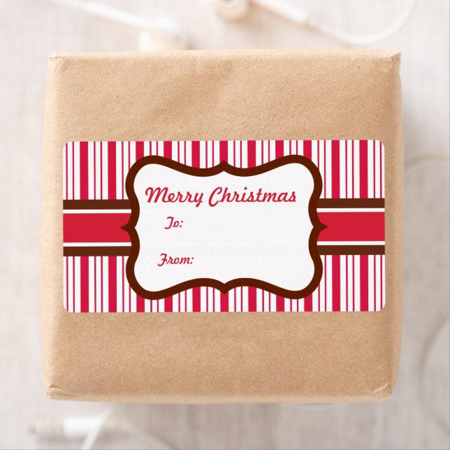 Peppermint Gift Tag Christmas Labels (Insitu)