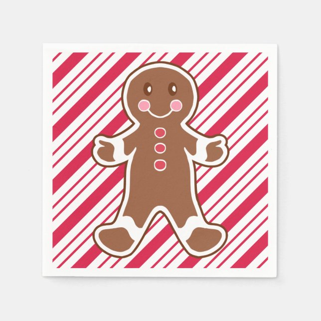 Peppermint Gingerbread Boy Napkins (Front)