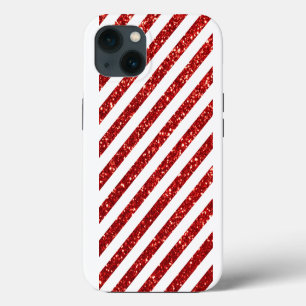 Peppermint Glitter Red White Christmas Girly iPhone 13 Case