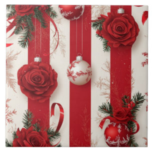 Peppermint Holidays Ceramic Tile