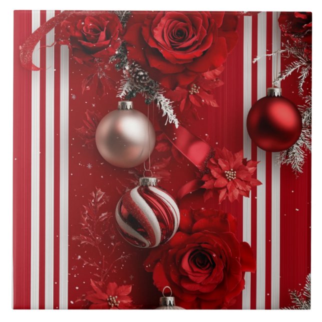Peppermint Holidays Ceramic Tile (Front)