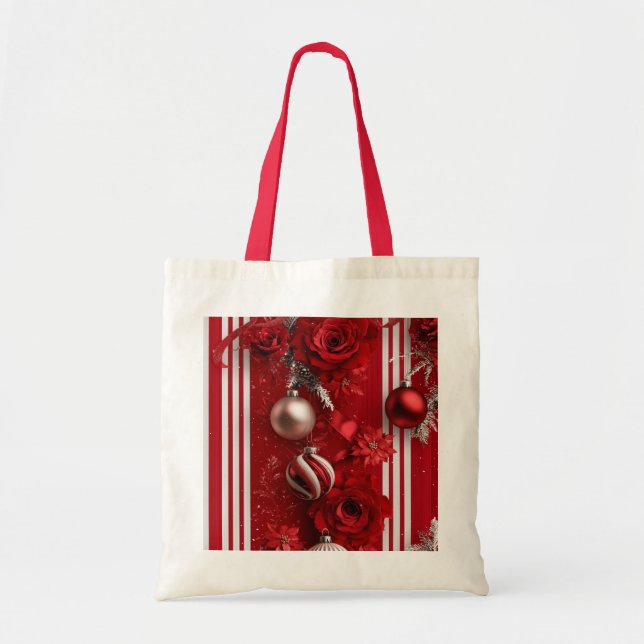 Peppermint Holidays Ceramic Tile Tote Bag (Front)