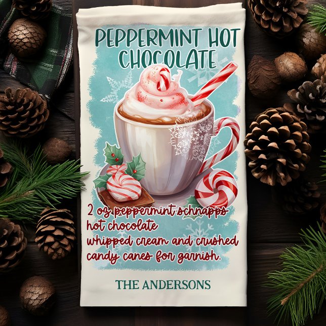 Peppermint Hot Chocolate Christmas Cocktail Recipe Tea Towel (Creator Uploaded)