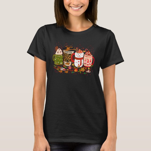 Peppermint Iced Latte Coffee Christmas Cocoa Choco T-Shirt (Front)