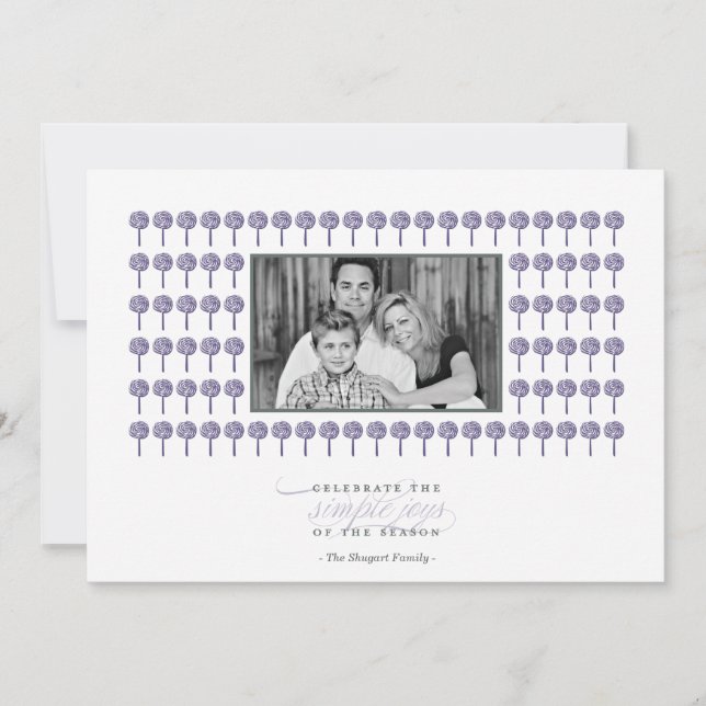 Peppermint Majestic Pattern Holiday Photo Card (Front)