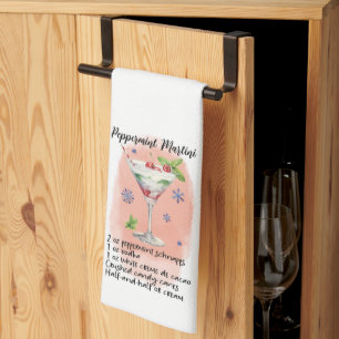 Peppermint Martini Cocktail Recipe Holiday Tea Towel