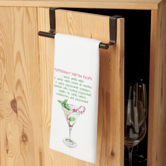 Peppermint Martini Illustration Holiday  Tea Towel (Thirds Fold)