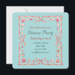 Peppermint Party Blue Invitation<br><div class="desc">Red and white peppermint candies make a sweet holiday party invitation. Click customise to add your own words.</div>