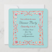 Peppermint Party Blue Invitation