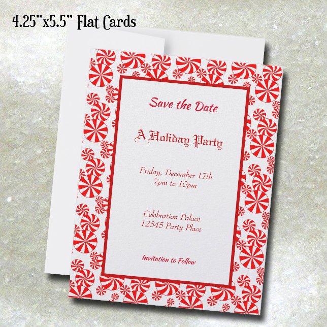 Peppermint Pattern Editable 4.25x5.5 Save the Date (Peppermint Pattern Editable 4.25x5.5 Save the Date Cards)