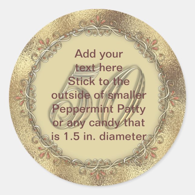 Peppermint Patty Stickers GOLD Anniversary FAVORS (Front)