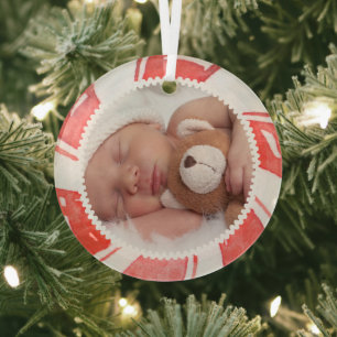 Peppermint Photo Frame   Cute Christmas Holiday Glass Tree Decoration