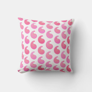 Peppermint pink paisley on white cushion