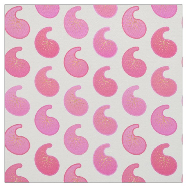 Peppermint pink paisley on white fabric (Swatch)