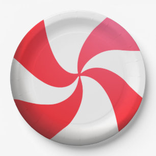Peppermint Red and White Paper Plate