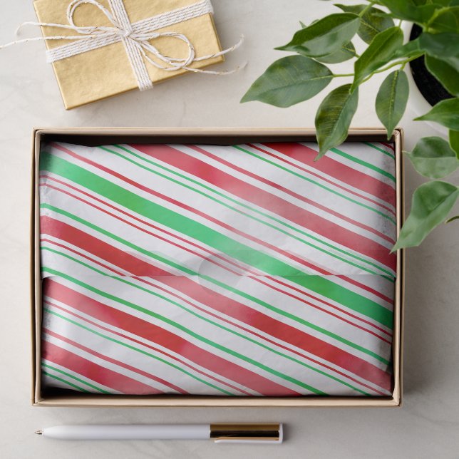 Peppermint Red-Green Stripe Tissue Paper (Gift)