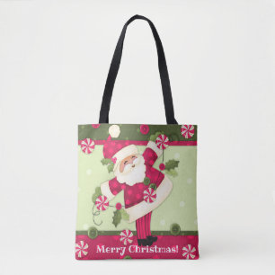 Peppermint Santa Custom Tote Bag