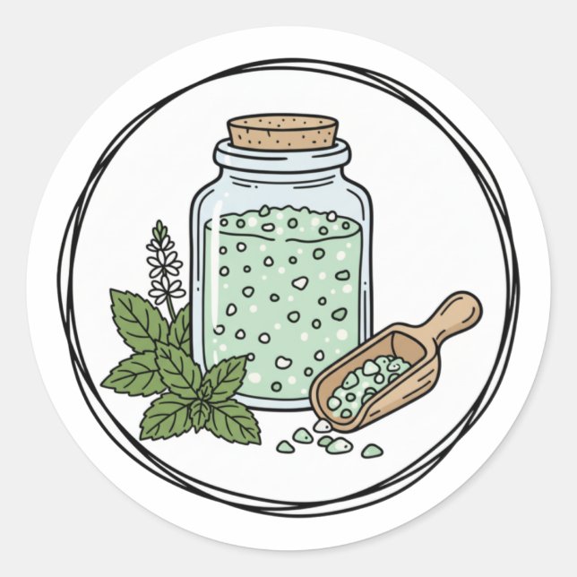Peppermint Scrub Label Illustration | Mint Spa  (Front)