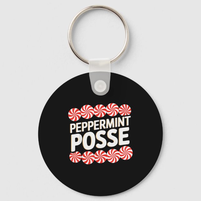 Peppermint Sse Festive Christmas Candy Theme Famil Key Ring (Front)