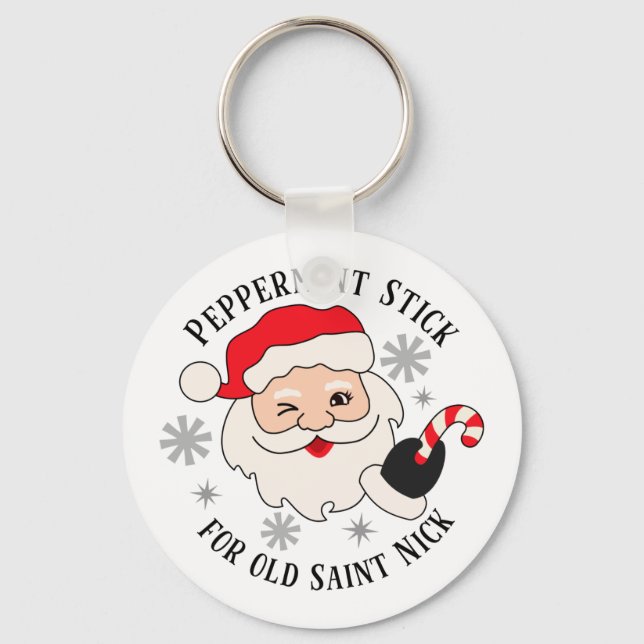 Peppermint Stick for Old Saint Nick Key Ring (Front)