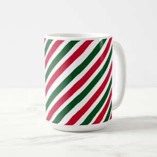 Peppermint Stick Stripes in Red, Green, and White Coffee Mug