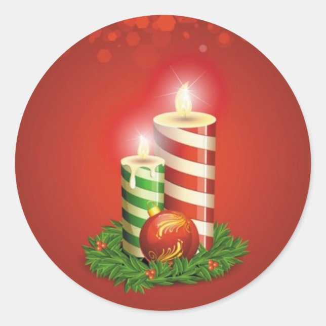 Peppermint Stripe Christmas Candles Sticker Pack (Front)