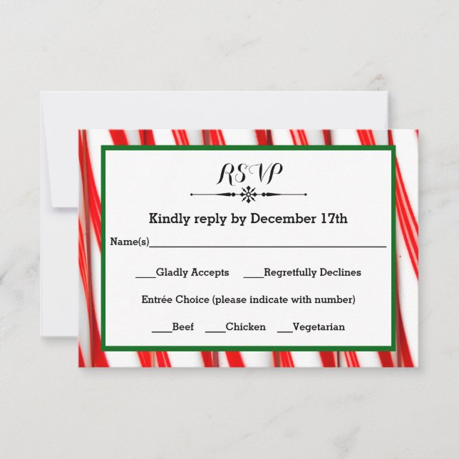 Peppermint Stripe Christmas- RSVP Response Card (Front)