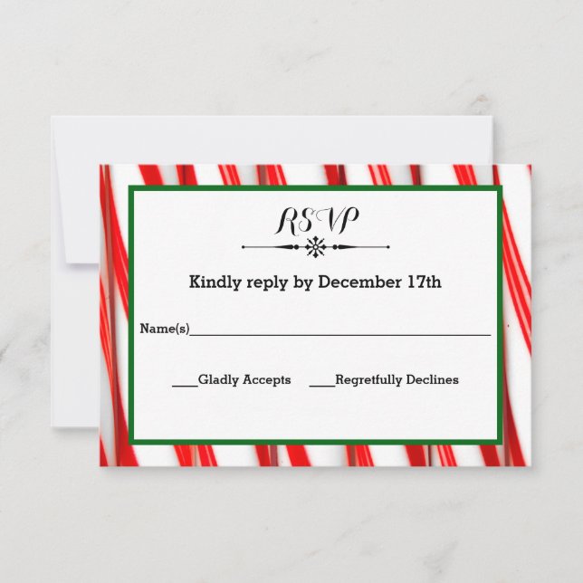 Peppermint Stripe Christmas - RSVP Response Card (Front)