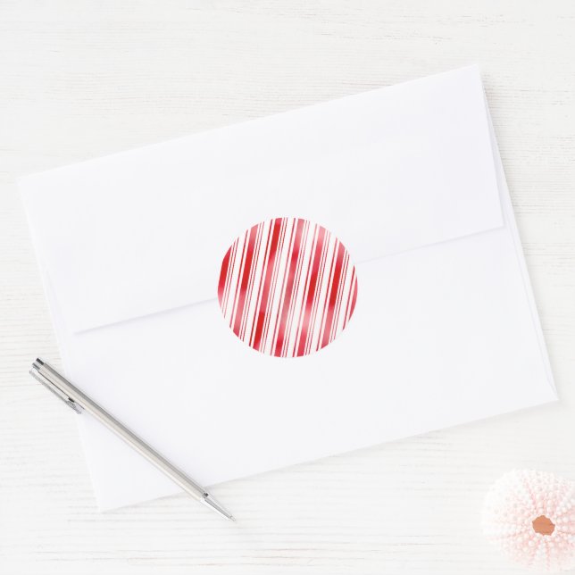 Peppermint Stripe Classic Round Sticker (Envelope)