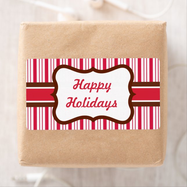 Peppermint Stripe Gift Tag Christmas Labels (Insitu)