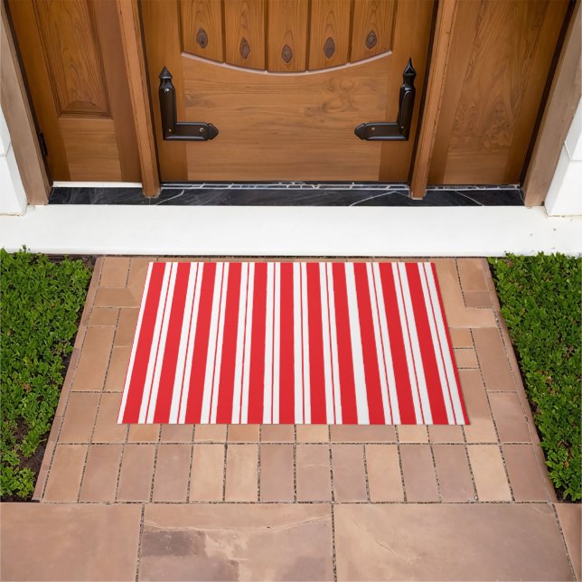 Peppermint Stripes Christmas Candy Cane  Doormat (Outdoor)