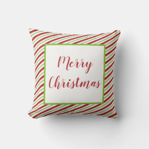 Peppermint stripes personalised cushion