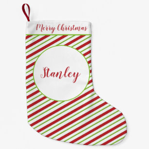 Peppermint stripes personalised small christmas stocking
