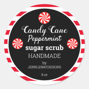 Peppermint Sugar Scrub Handmade Modern Striped Classic Round Sticker