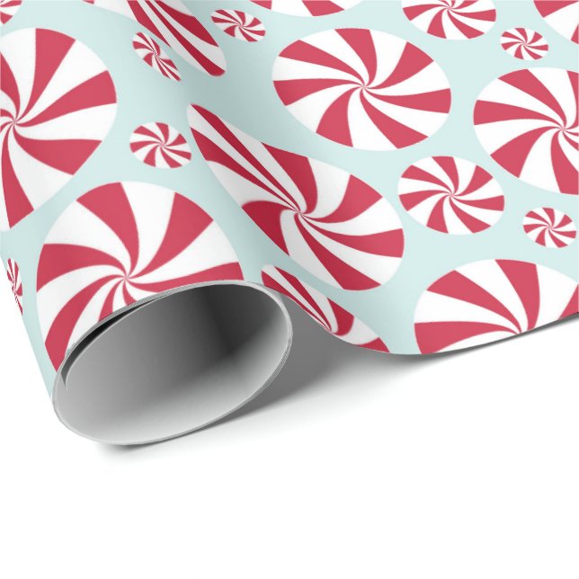 Peppermint Swirl Candy Christmas and Holiday Wrapping Paper (Roll Corner)