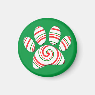 Peppermint Swirl Dog Paw In Red Green White Magnet