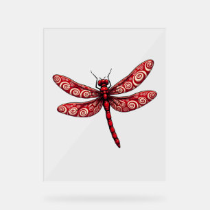 Peppermint Swirl Dragonfly Acrylic Sign