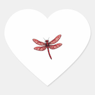 Peppermint Swirl Dragonfly Heart Sticker