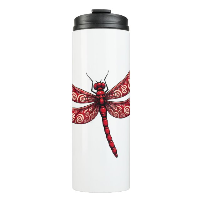 Peppermint Swirl Dragonfly Thermal Tumbler (Front)