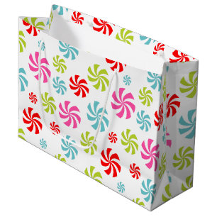 Peppermint Swirl Pattern – Colorful Candy Design Large Gift Bag