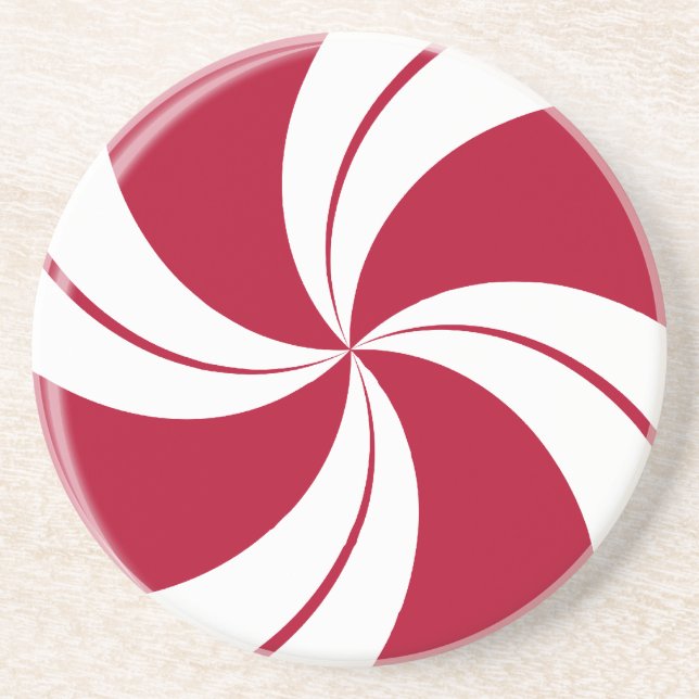 Peppermint Swirl Stripe Candy Coaster (Front)