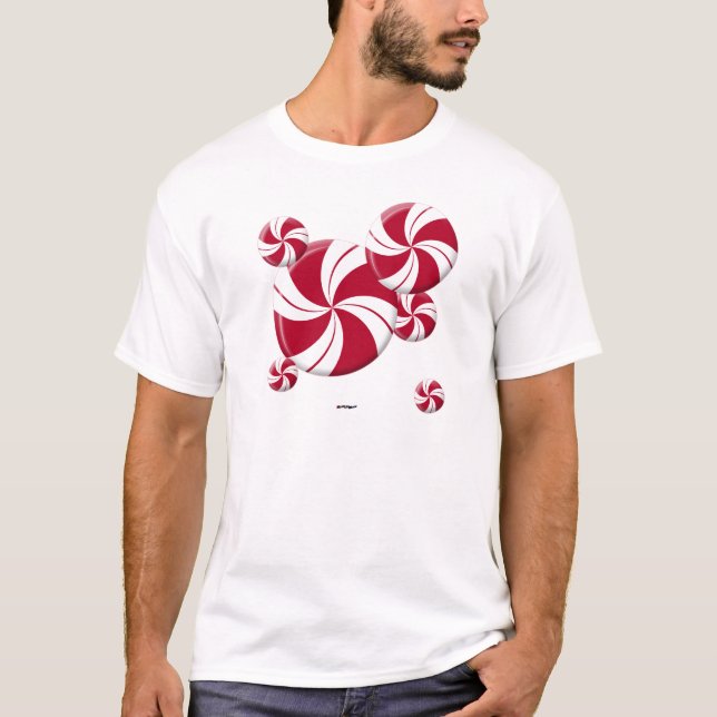 Peppermint Swirl Stripe Candy T-Shirt (Front)