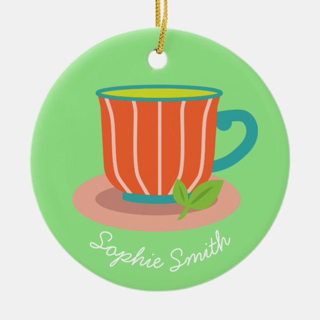 Peppermint tea for tea lovers ceramic tree decoration (Front)