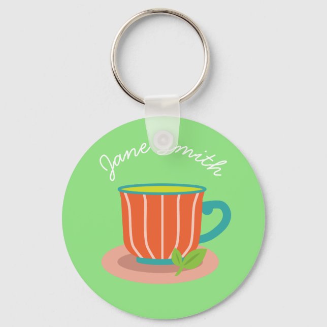 Peppermint tea for tea lovers key ring (Front)