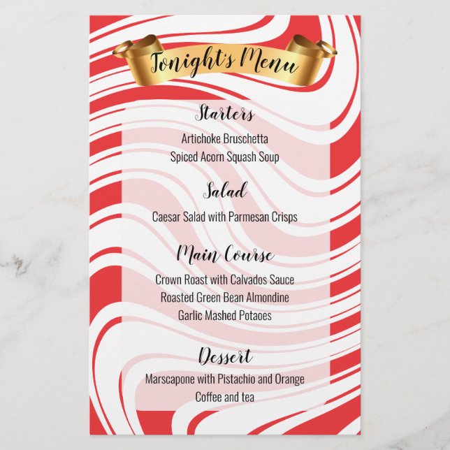 Peppermint twist catering Christmas dinner menu (Front)
