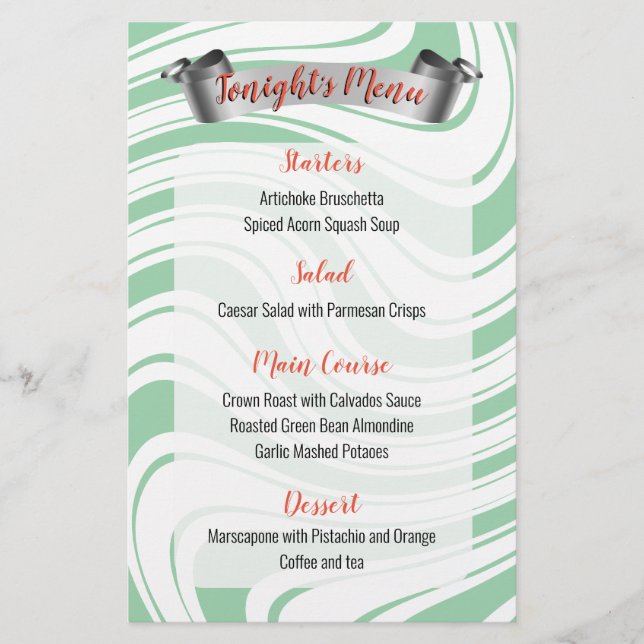 Peppermint twist catering Christmas dinner menu (Front)