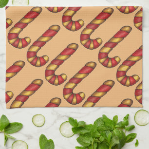 Peppermint Twist Christmas Candy Cane Cookies Tea Towel