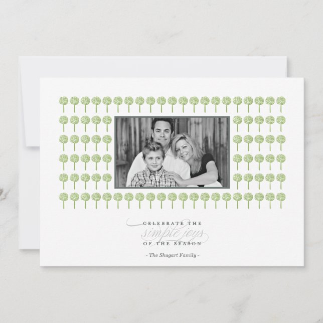 Peppermint Wicked Pattern Holiday Photo Card (Front)